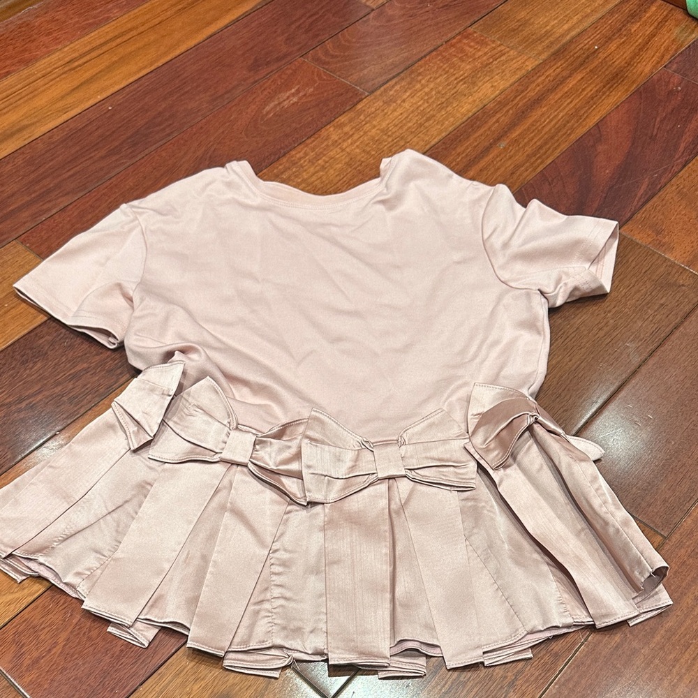 Dusty pink bow peplum top